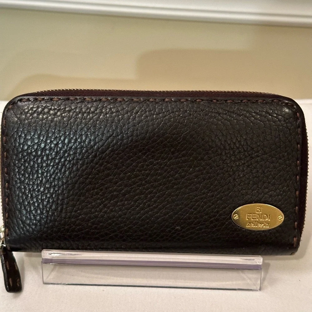 Fendi Selleria authentic brown leather with hardware in EUC see pics EUC - Picture 1 of 13